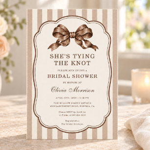 Brown She is Tying the Knot Bow Bridal Shower Invitation