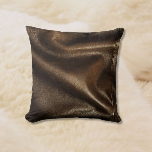 Brown Shiny Faux Leather Cushion