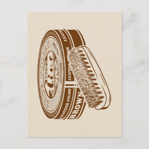 Brown shoe polish tin postcard