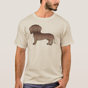 Brown Short Hair Dachshund Adorable Cartoon Dog T-Shirt