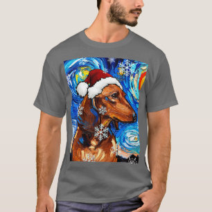 Brown Short Hair Dachshund Santa T-Shirt