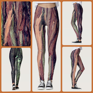 Brown Shredded Tree Bark Photographic Nature Leggings