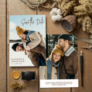Brown Signature Script Photo Save the Date