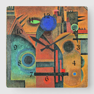 Brown Silence, abstract art by Wassily Kandinsky Square Wall Clock