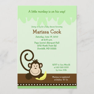 Brown Silly Monkey Jungle Boy Baby Shower 5x7 Invitation