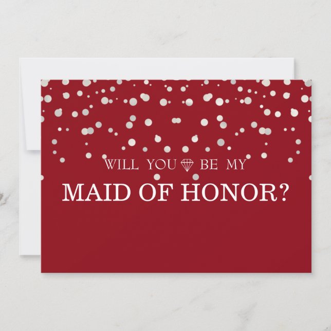 Brown Silver Glitter Will You Be My MAID OF HONOR Invitation (Front)