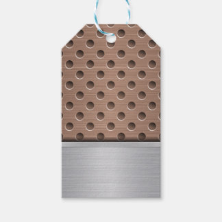 BROWN & SILVER METAL LOOK PATTERN GIFT TAGS