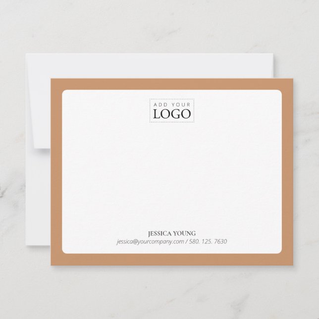 Brown | Simple Colour Logo Business Note Card (Front)