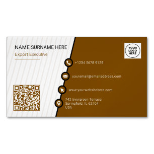 Brown Simple Formal QR Code Magnetic Business Card