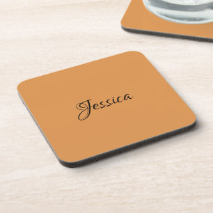 Brown simple script name plain coaster