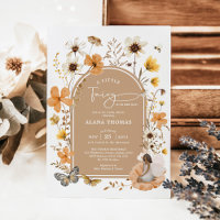 Brown Skin Fairy Fall Wildflower Baby Shower