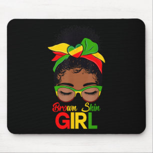 Brown Skin Girl Black Women Messy Bun Black Histor Mouse Pad