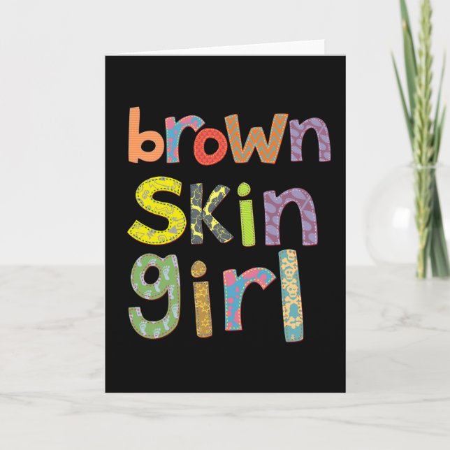 Brown Skin Girl Kids Girls Womens Afro Queen Card (Front)