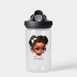 Brown Skin Girl Water Bottle