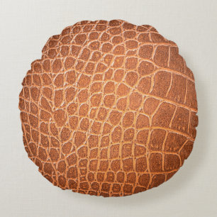 Brown skin leather texture use for background round cushion