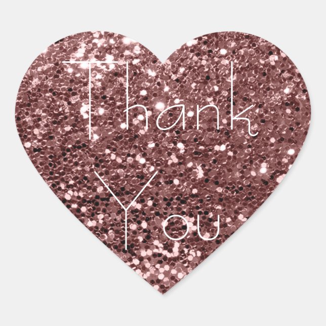 Brown Skinny Blush Glitter Glam Thank You Spark Heart Sticker (Front)
