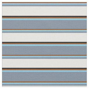 Brown, Sky Blue, Light Slate Grey, White & Black Fabric