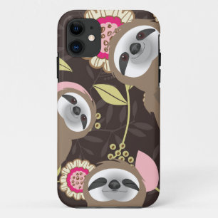 Brown Sloth Family Peeking through Jungle Case-Mate iPhone Case