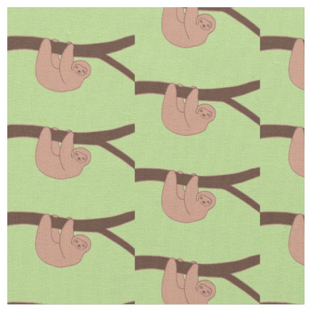 Brown Smiling Sloth with Heart Nose Fabric (Close Up)