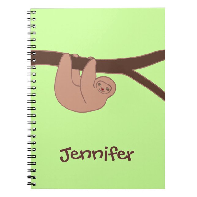 Brown Smiling Sloth with Heart Nose Spiral Notebook (Front)