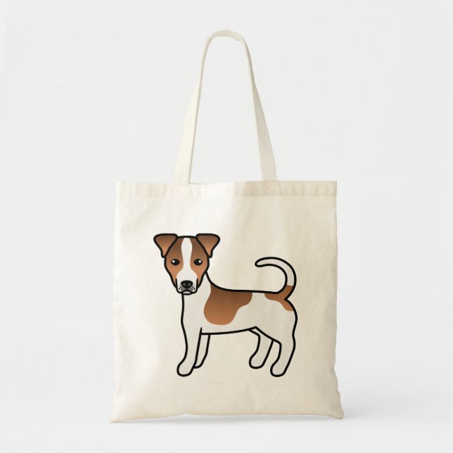 Brown Smooth Coat Jack Russell Terrier Cartoon Dog Tote Bag (Front)