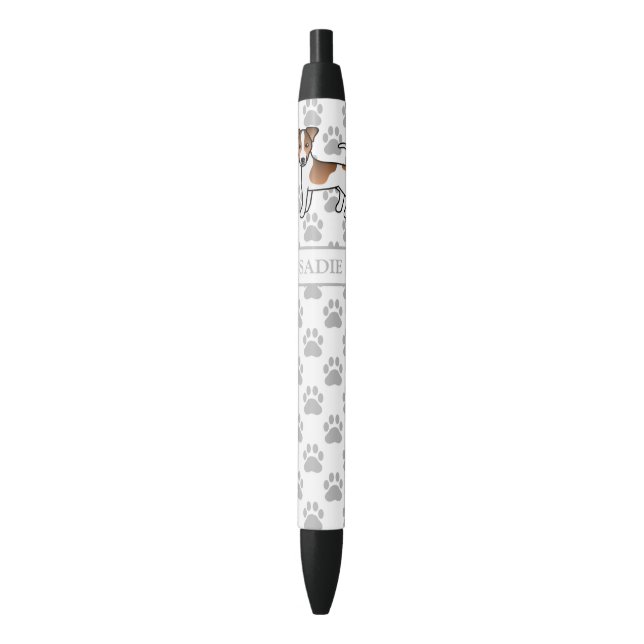 Brown Smooth Coat Jack Russell Terrier Dog & Name Black Ink Pen (Front Vertical)