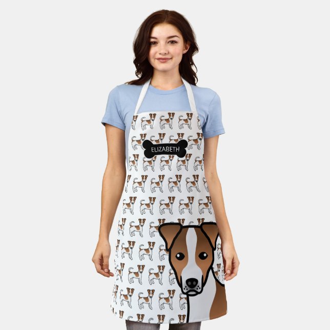 Brown Smooth Coat Jack Russell Terrier & Name Apron (Worn)