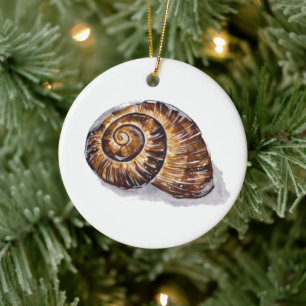 Brown Snail Shell Ceramic Tree Decoration