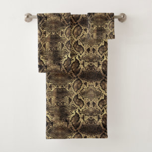 Brown Snake print Bath Towel Set