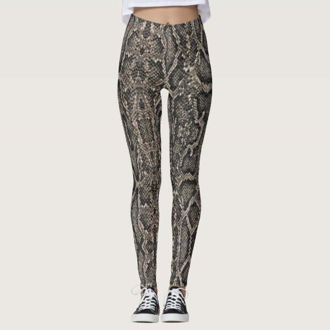 brown snake skin pattern | leggings (Front)