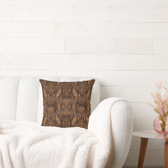 Brown Snake Skin Print Cushion (Couch)
