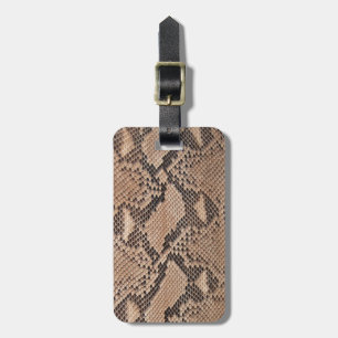 Brown Snakeskin Look Luggage Tag