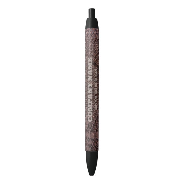 Brown Snakeskin Print Black Ink Pen (Front Vertical)