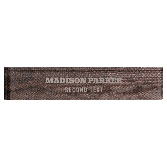 Brown Snakeskin Print  Desk Name Plate (Front)