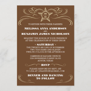 Brown Southern Style Wedding Invitations