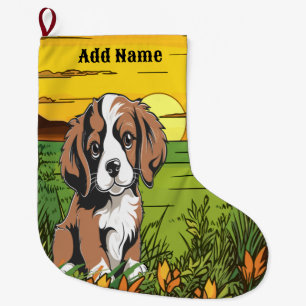 Brown Spaniel Large Christmas Stocking