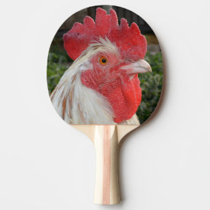 Brown Speckled Rooster Face, Ping Pong Paddle