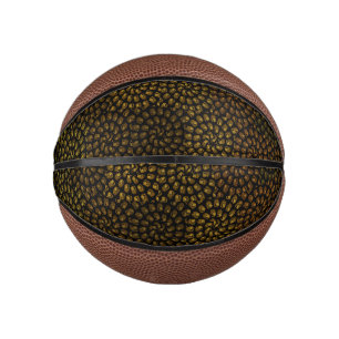 Brown Spiral Lion Heads Pattern, Mini Basketball