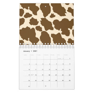 Brown Spots Cow Print Farmer Farm Animals Classy Calendar