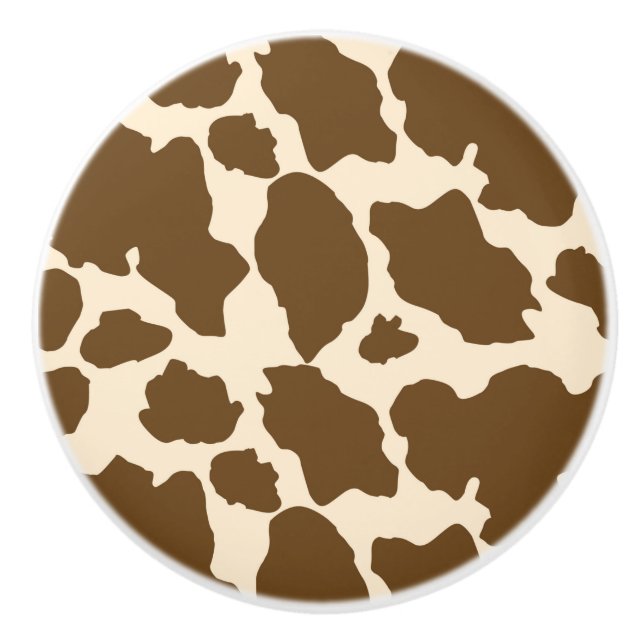 Brown Spots Cow Print Farmer Farm Animals Classy Ceramic Knob (Front)