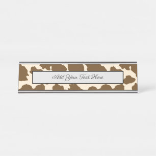 Brown Spots Cow Print Farmer Farm Animals Classy Desk Name Plate