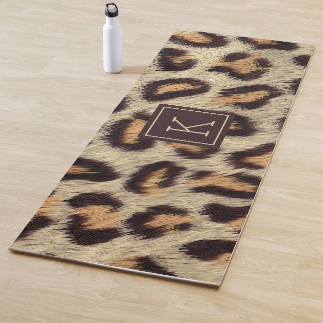 Brown spots leopard pattern faux fur texture yoga  yoga mat (In Situ)