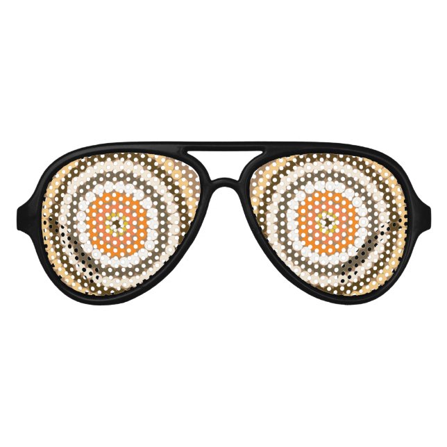 Brown Spotty Circular Spots Pattern, Aviator Sunglasses (Front)