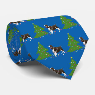 Brown Springer Spaniel Christmas Illustration Tie
