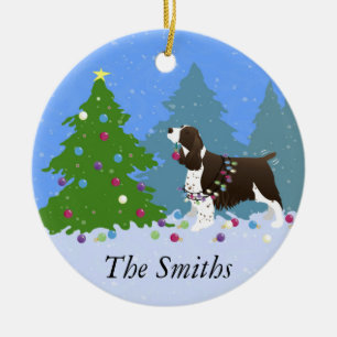 Brown Springer Spaniel Decorating Christmas Tree Ceramic Tree Decoration