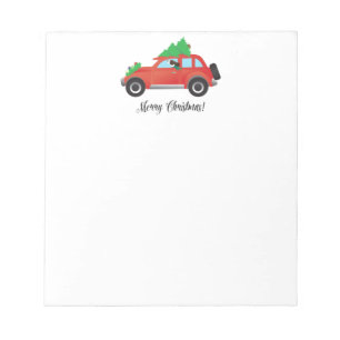 Brown Springer Spaniel Dog - Car with Tree on Top Notepad
