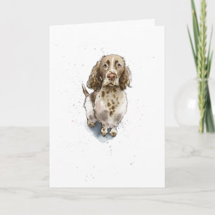 Brown Springer Spaniel illustration Dog Birthday Card