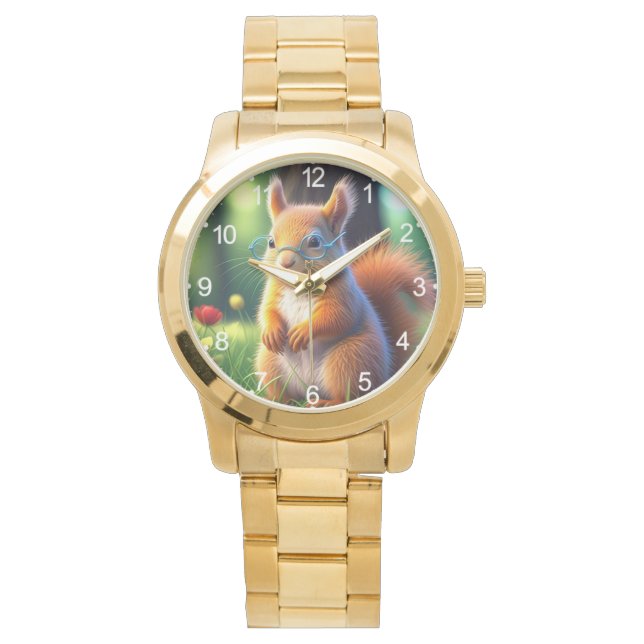 Brown Squirrel Sitting On Grass-43543 Watch (Front)