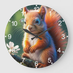 Brown Squirrel Sitting on The Branch-567656 Large Clock