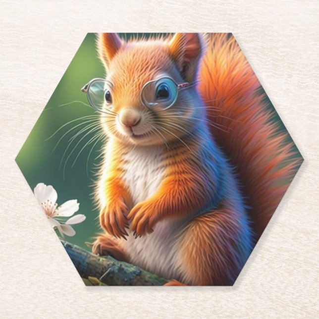 Brown Squirrel Sitting on The Branch-567656 Paper Coaster (Front)